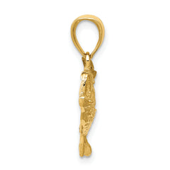10K Polished Open-Backed Bass Fish Pendant
