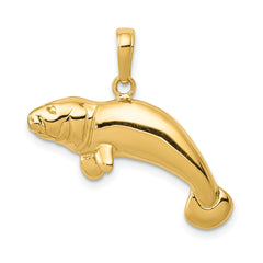 10K Solid Polished Manatee Pendant