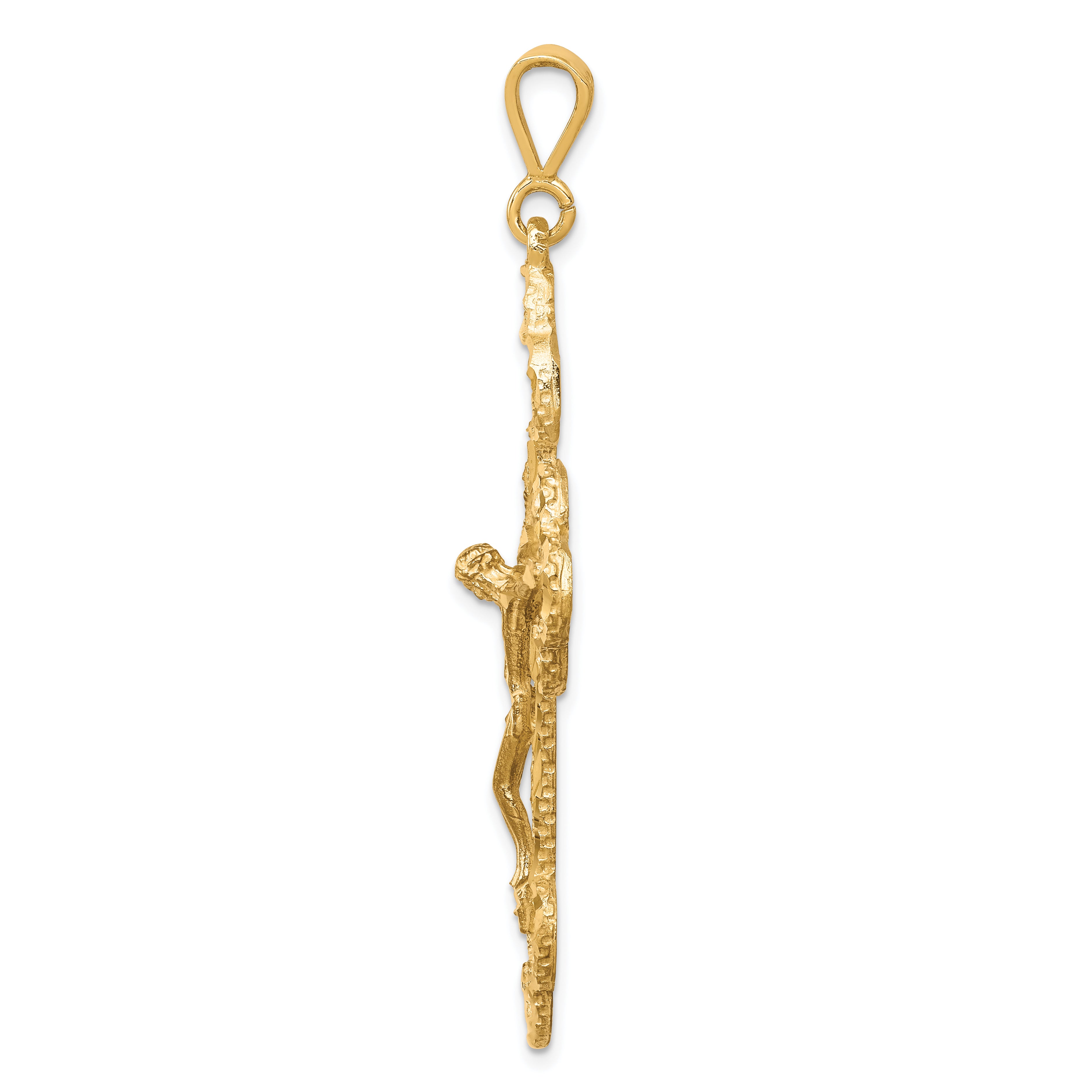 10K Gold Crucifix Charm with Polished Finish and Solid Design