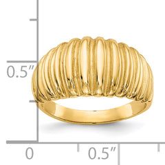 10k High Polished Ribbed Dome Ring