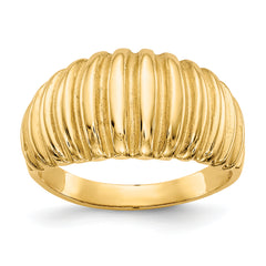 10k High Polished Ribbed Dome Ring