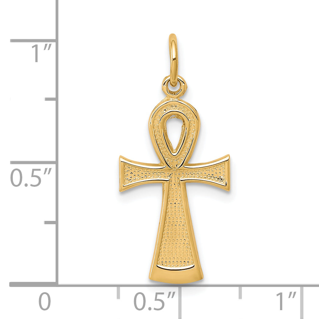 10k Gold Solid Ankh Pendant with Polished Finish  Timeless Egyptian Symbol