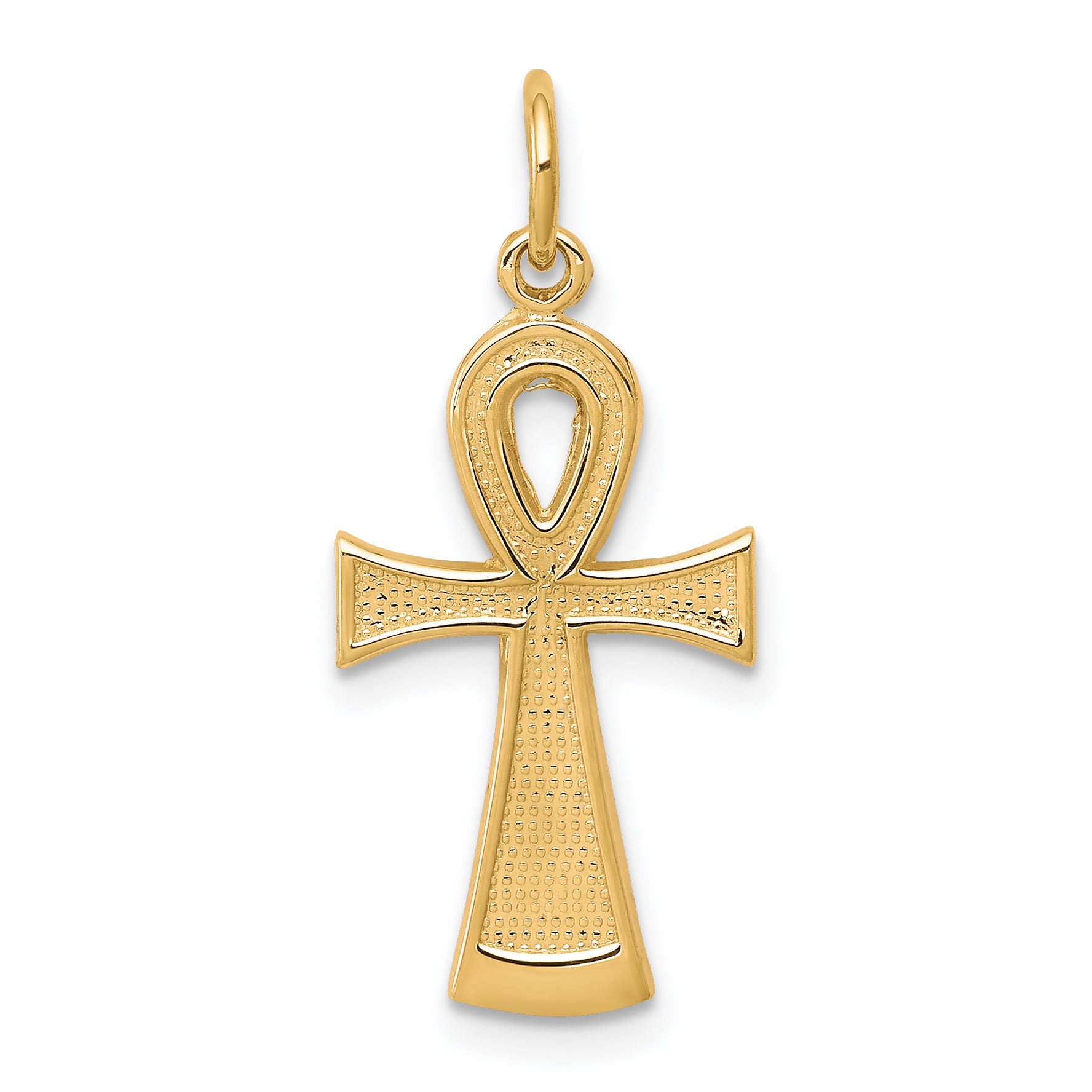 10k Solid Flat-Backed Ankh/Egyptian Cross Pendant