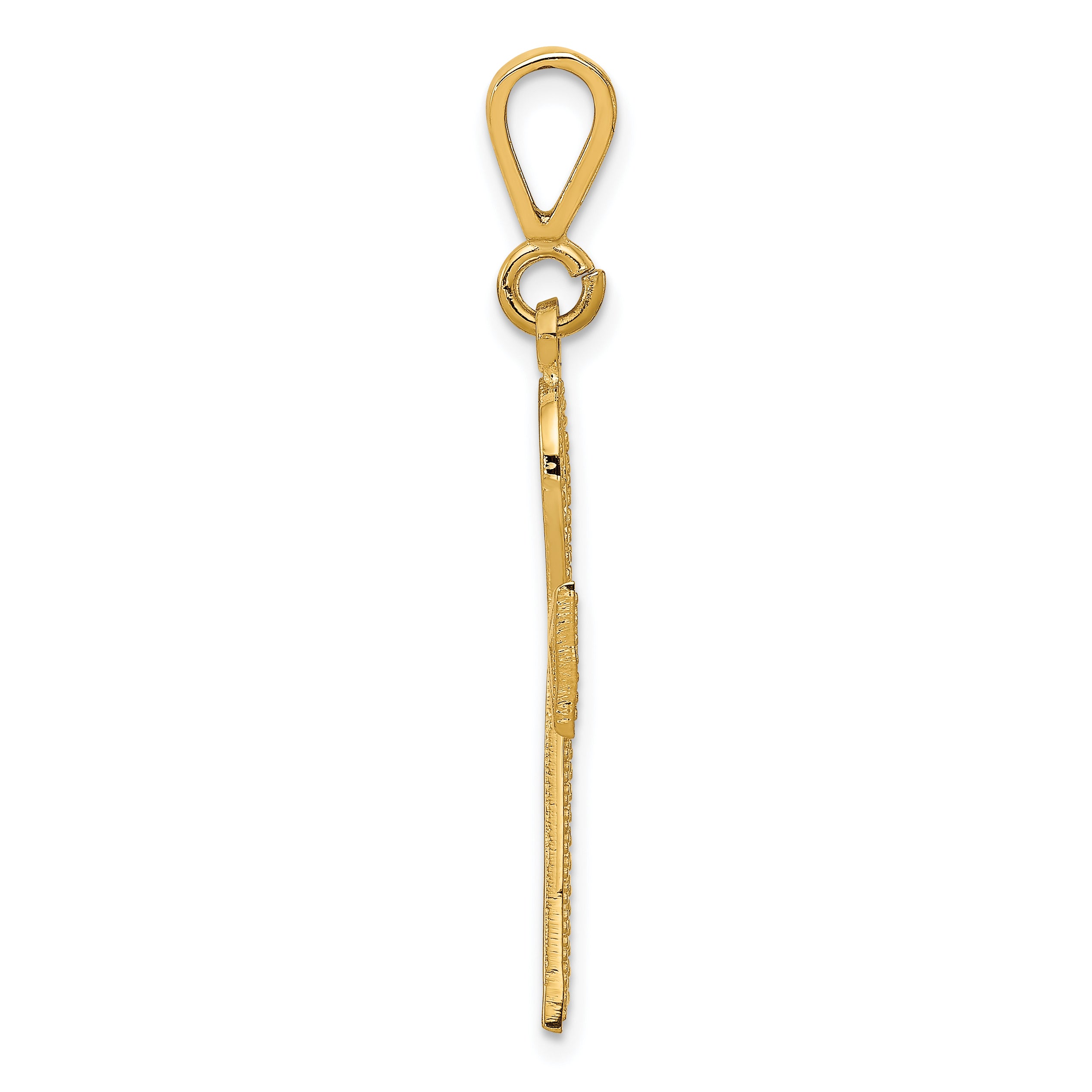 10K Gold Ankh Cross Charm with Polished Finish Solid and Elegant