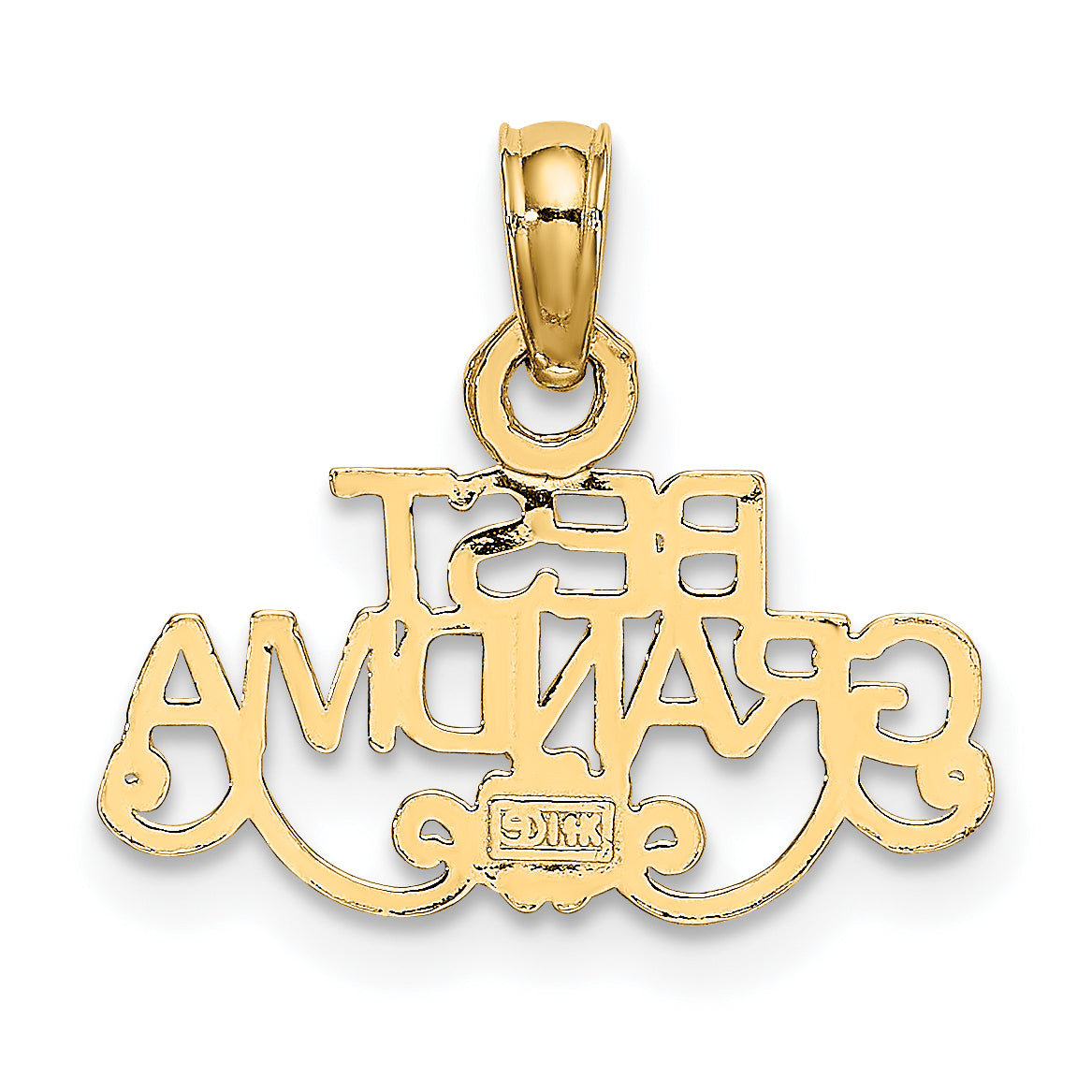 10K BEST GRANDMA With Flower Pendant