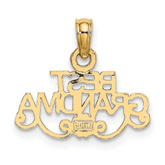 10K BEST GRANDMA With Flower Pendant