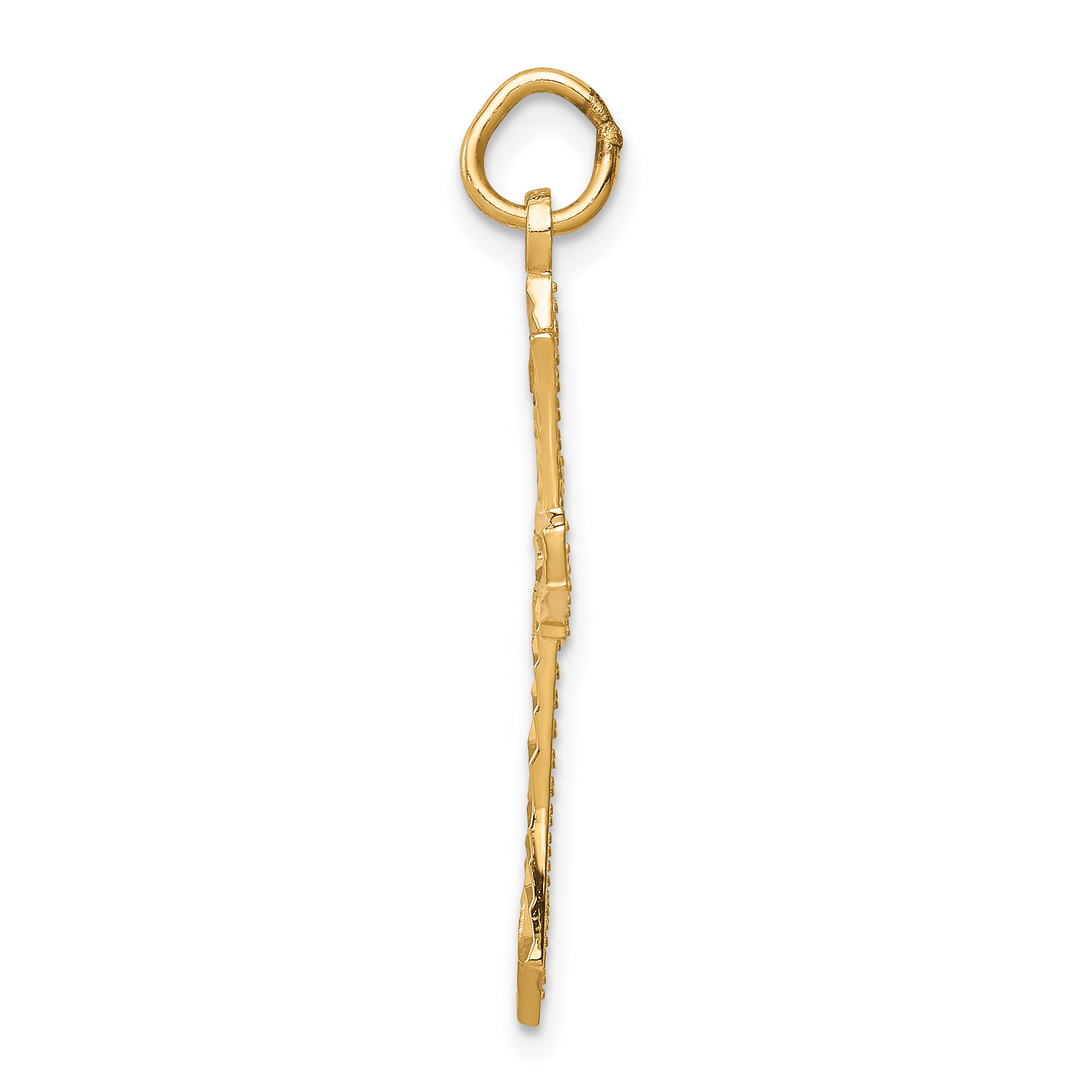 10K Gold Polished Cross Charm with Solid Design  32mm Elegant Pendant