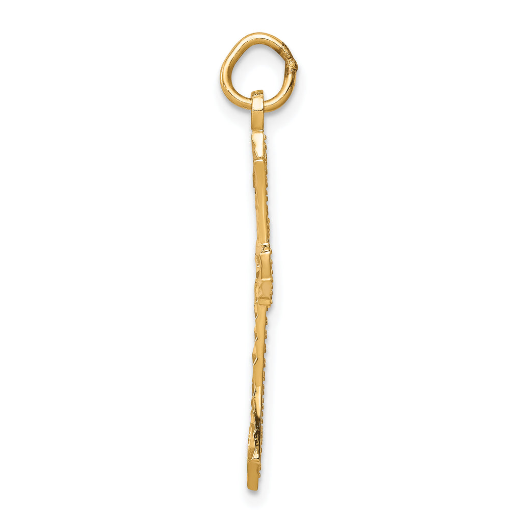 10K Gold Polished Cross Charm with Solid Design  32mm Elegant Pendant
