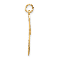 10K Gold Polished Cross Charm with Solid Design  32mm Elegant Pendant