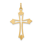 10K Gold Polished Cross Charm with Solid Design  32mm Elegant Pendant
