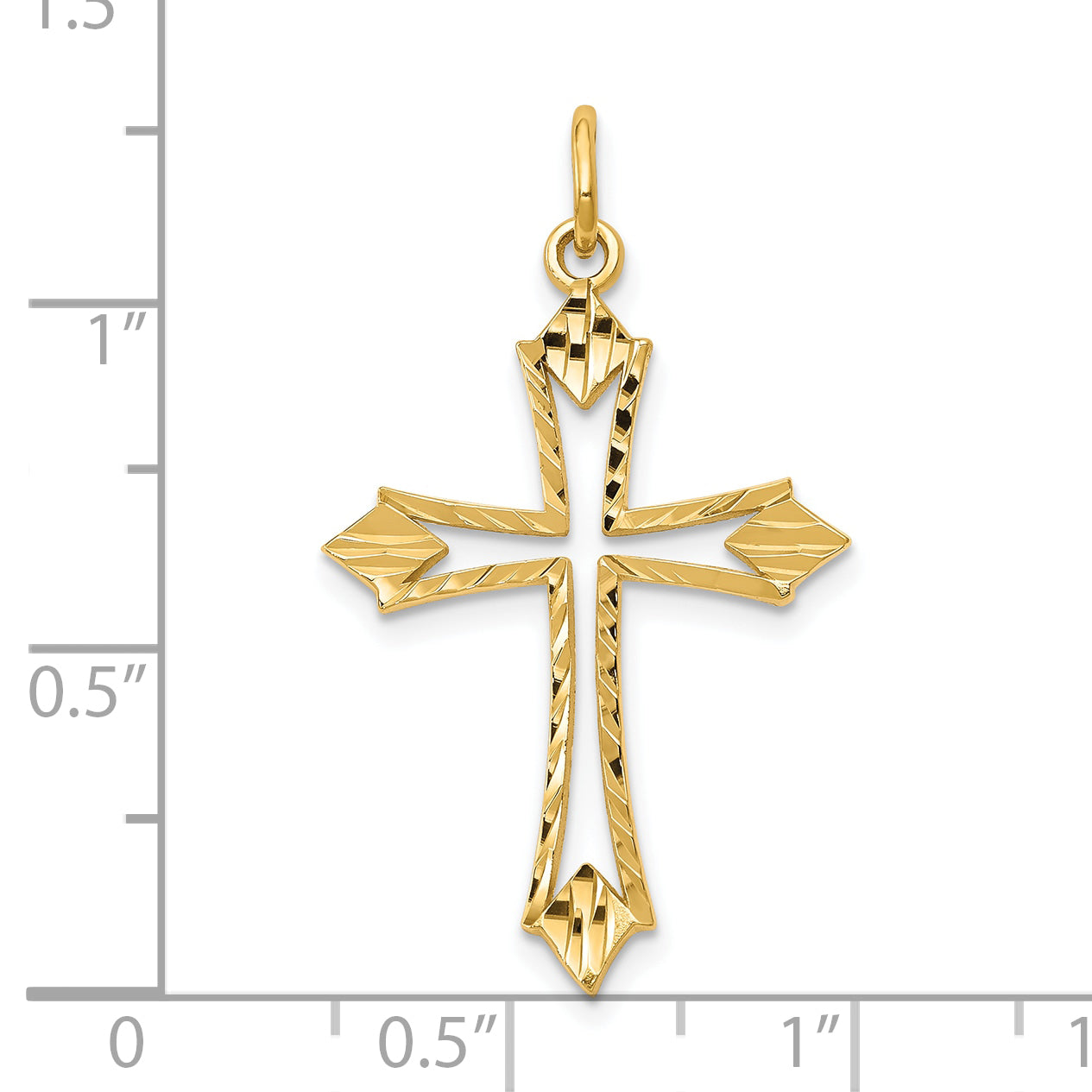 10K Gold Polished Cross Charm with Solid Design  32mm Elegant Pendant