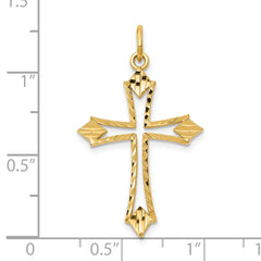 10K Gold Polished Cross Charm with Solid Design  32mm Elegant Pendant