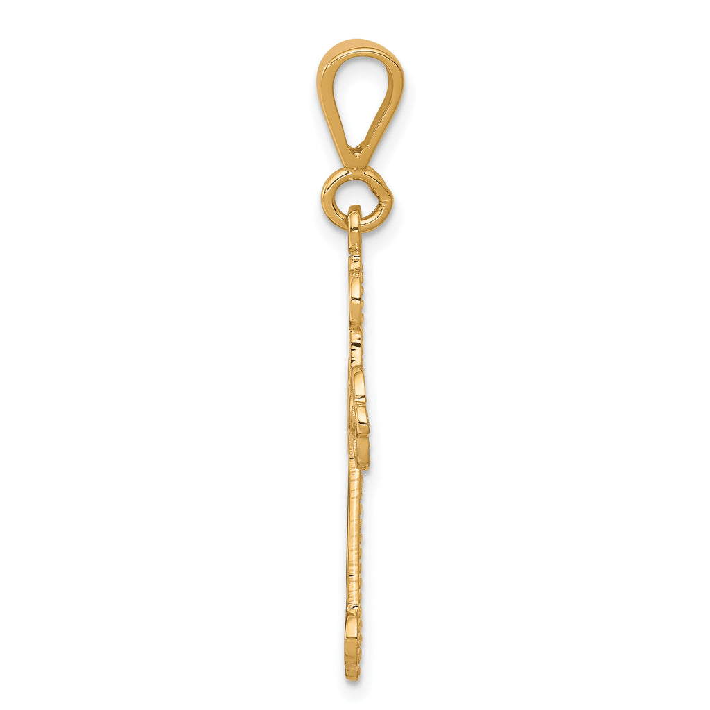 10K Yellow Gold Cross Charm with Polished Solid Design 35mm