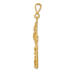10K Yellow Gold Cross Pendant with Satin Polished Antiqued Finish 45mm