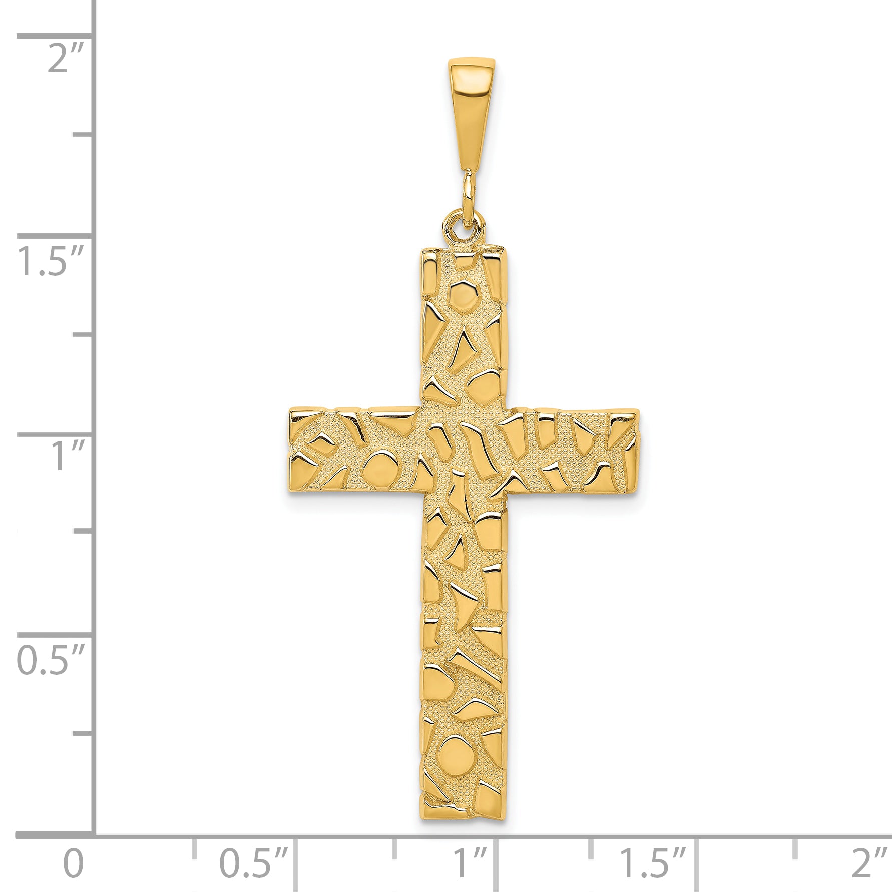 10K Gold Polished Nugget Cross Pendant  Bold Solid Design
