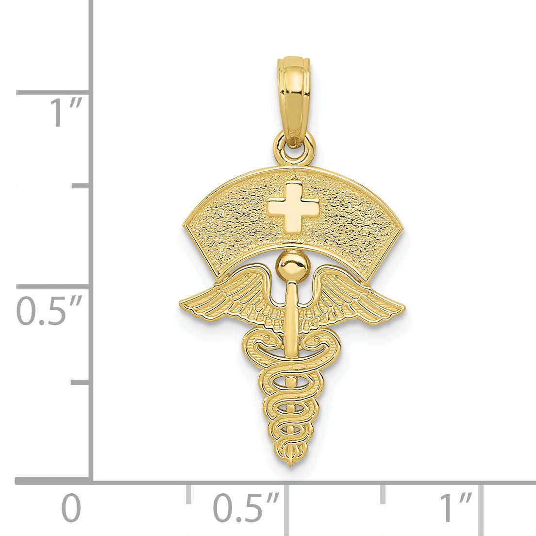 10k Caduceus w/Nurses Cap Pendant