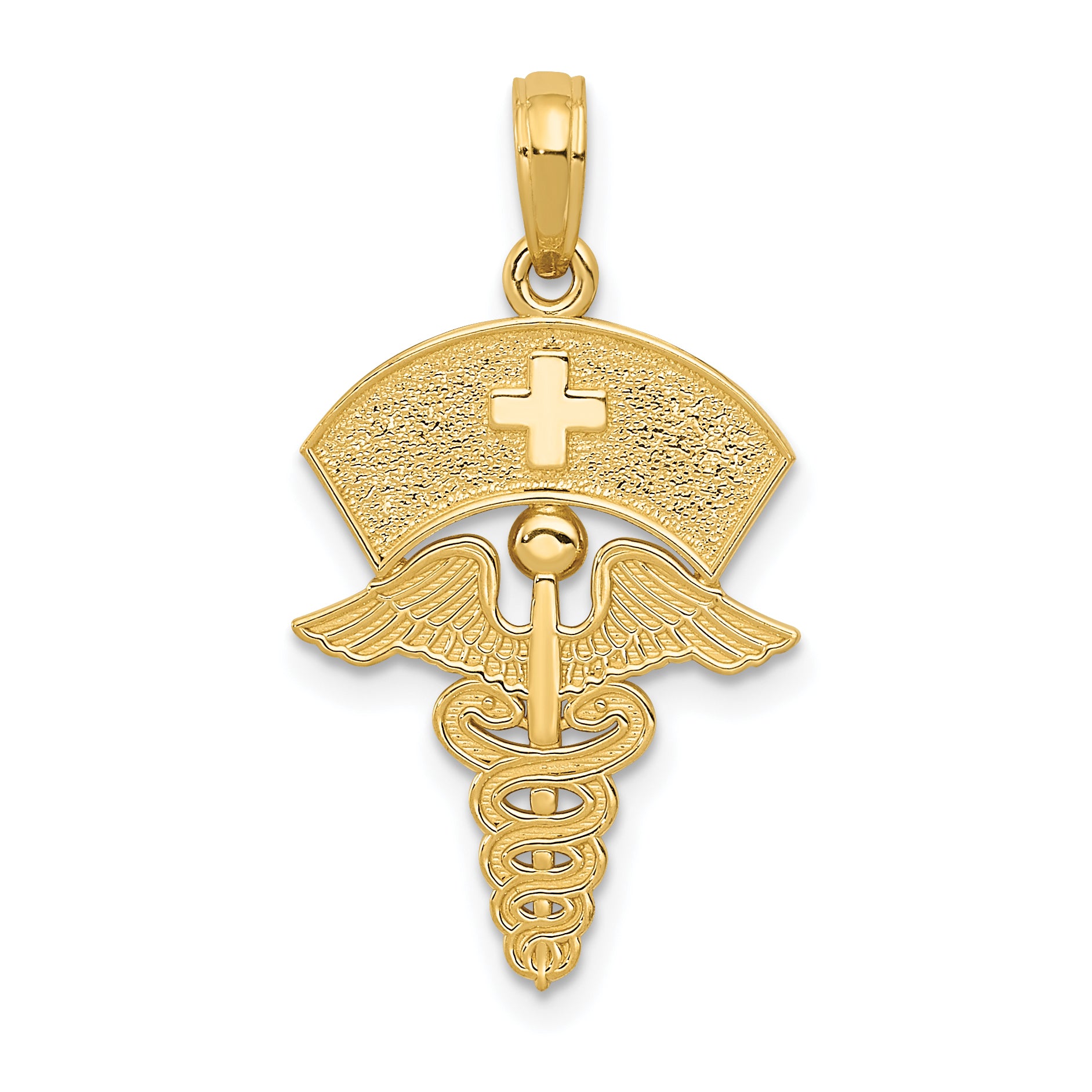 10k Caduceus w/Nurses Cap Pendant