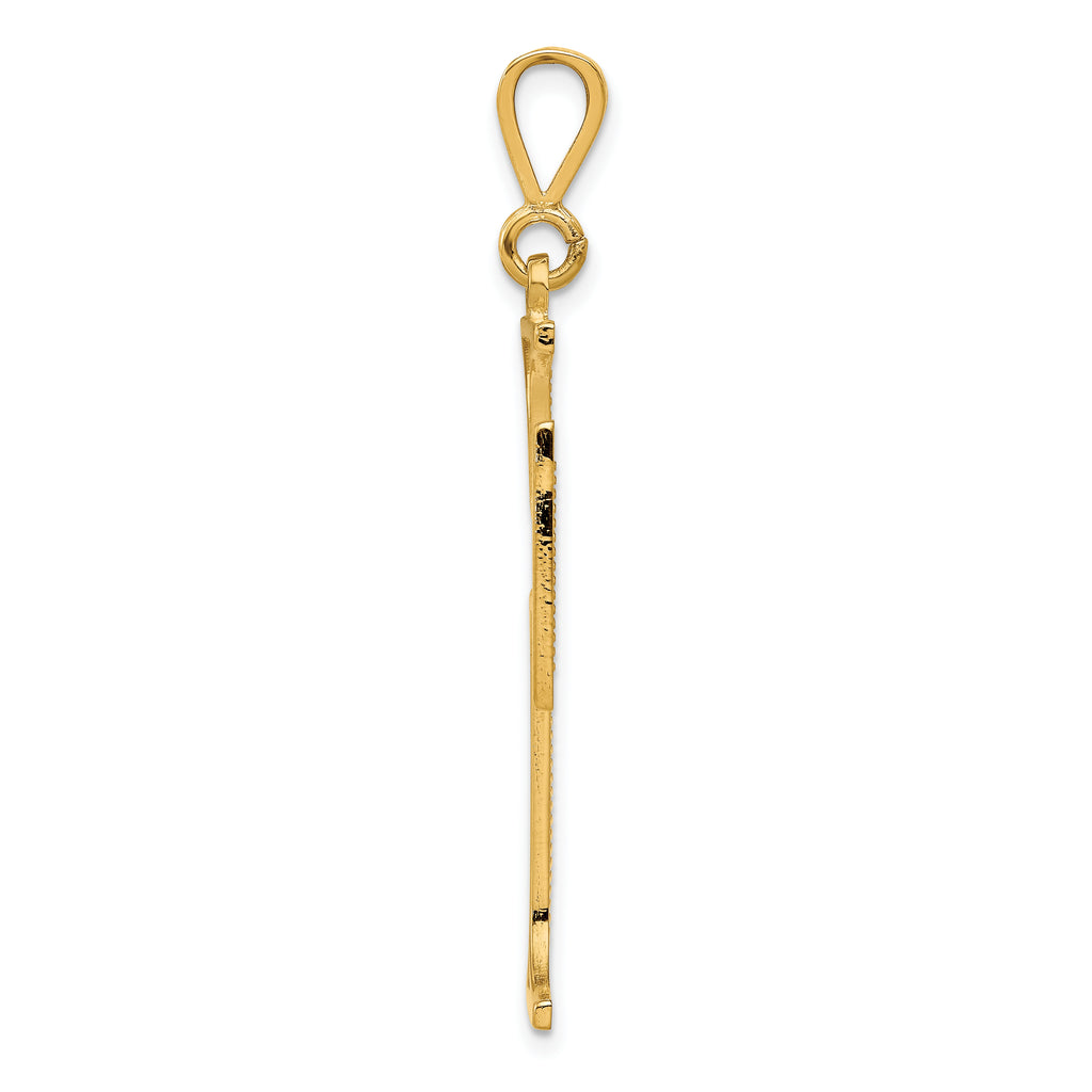 10K Gold Polished Cross Charm with Solid Design 44mm
