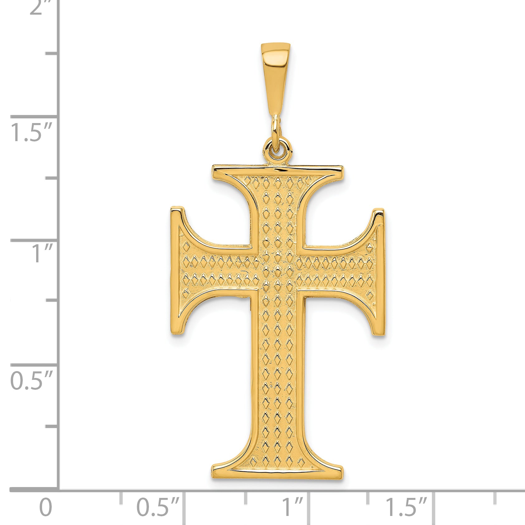 10K Gold Polished Cross Charm with Solid Design 44mm