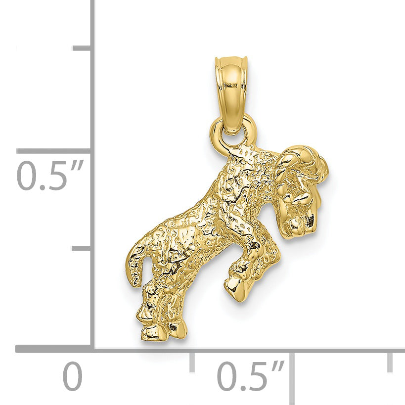 10K 3-D Aries Zodiac Pendant