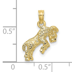 10K 3-D Aries Zodiac Pendant
