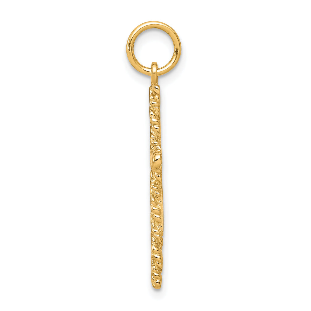 10K Gold Nugget Cross Charm with Polished Finish Solid Stylish Design