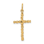 10K Gold Nugget Cross Charm with Polished Finish Solid Stylish Design