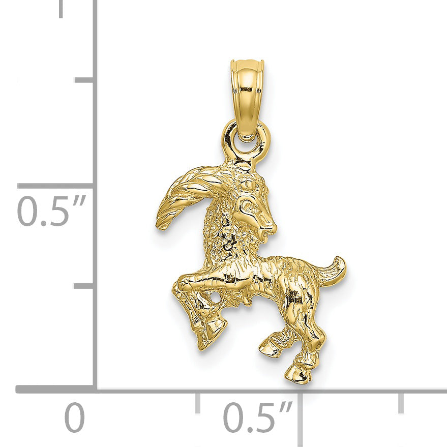 10K 3-D Capricorn Zodiac Pendant