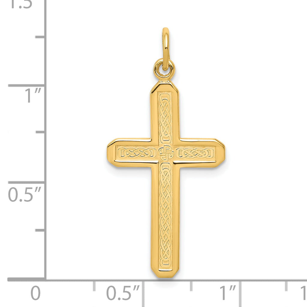 10K Gold Cross Charm with Polished Finish  Elegant & Solid Design