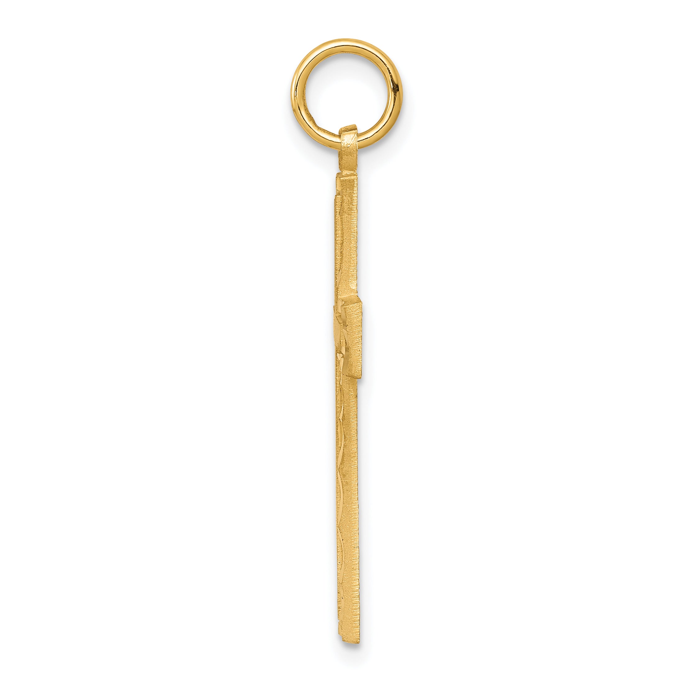 10K Gold Polished Cross Charm with Solid Design  32mm