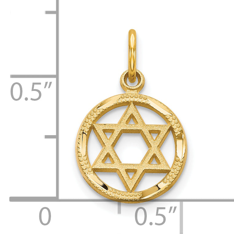10K Yellow Gold Star of David Charm with Polished Finish Solid