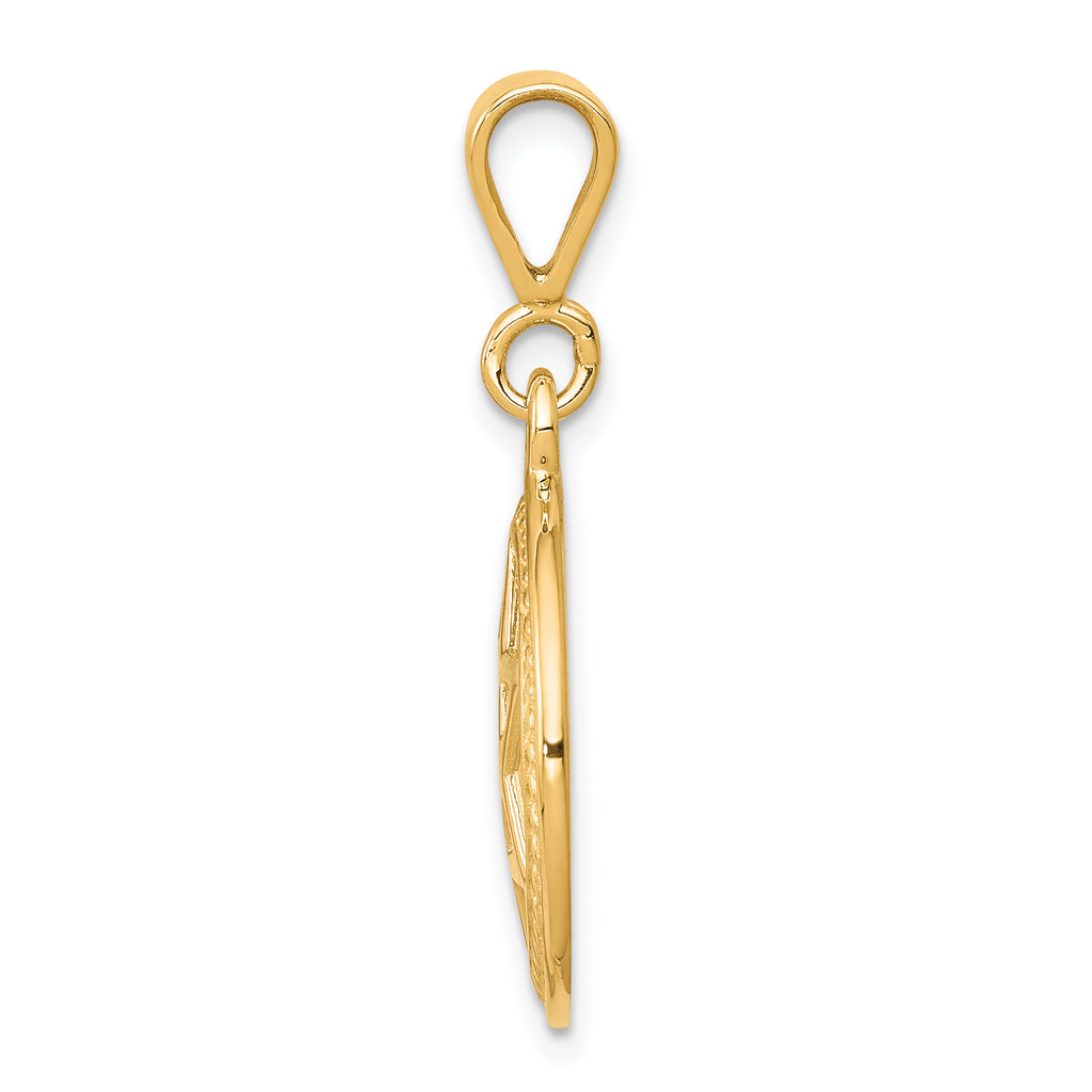 10K Yellow Gold Star of David Charm Polished, Solid, 30mm