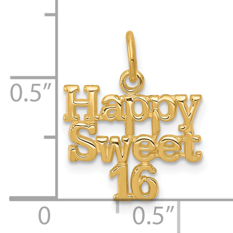 10K Gold Polished Sweet 16 Charm Elegant and Solid Design