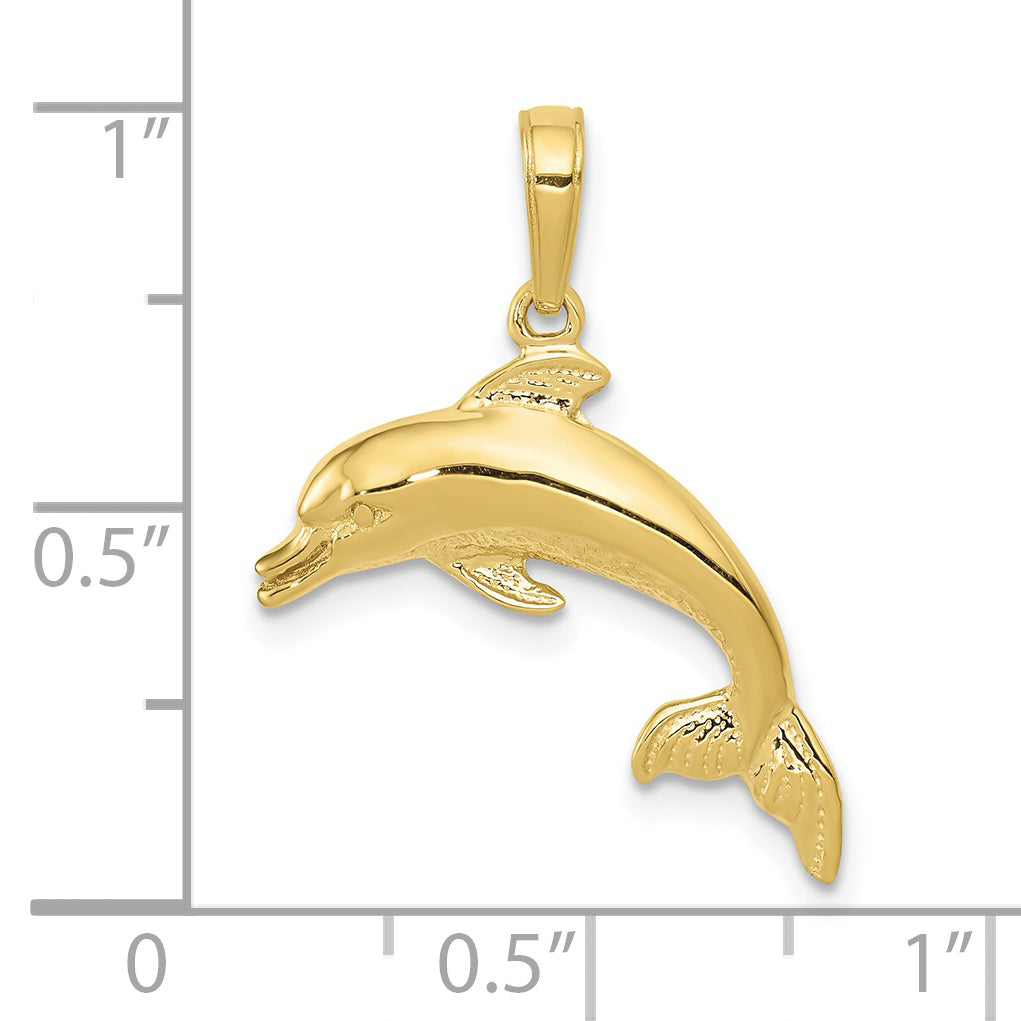 10K Dolphin Swimming Pendant