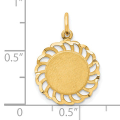 10K Gold Engravable Charm with Filigree Edges Elegant Polished Finish
