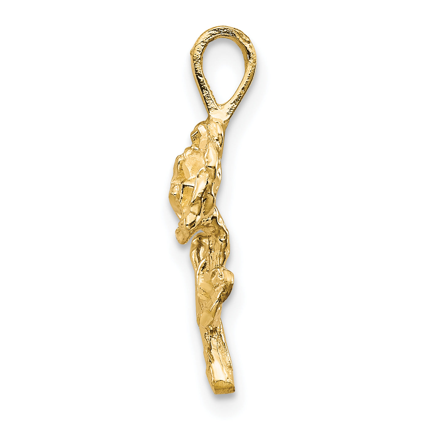 10K Yellow Gold Rose Charm with Polished Finish Elegant Jewelry Piece