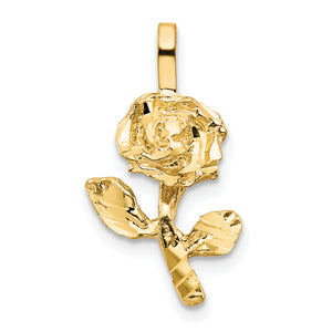 Rose Charm in 10K Yellow Gold, 20mm Diamond-Cut - Sophia Jewelers