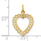 10K Gold Heart Charm with Polished Finish and Solid Design