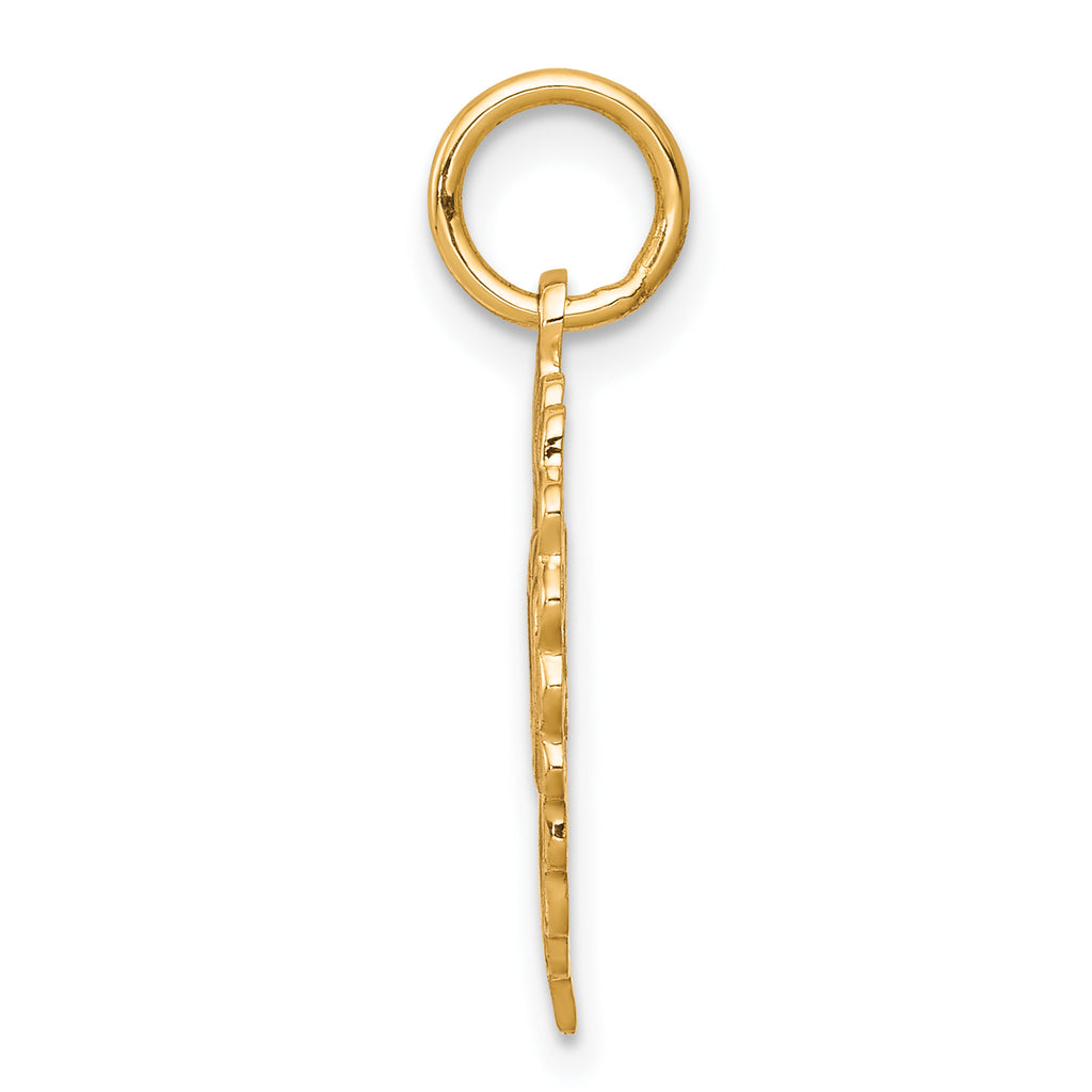 10K Yellow Gold Heart Charm with Polished Finish Solid, Elegant Design