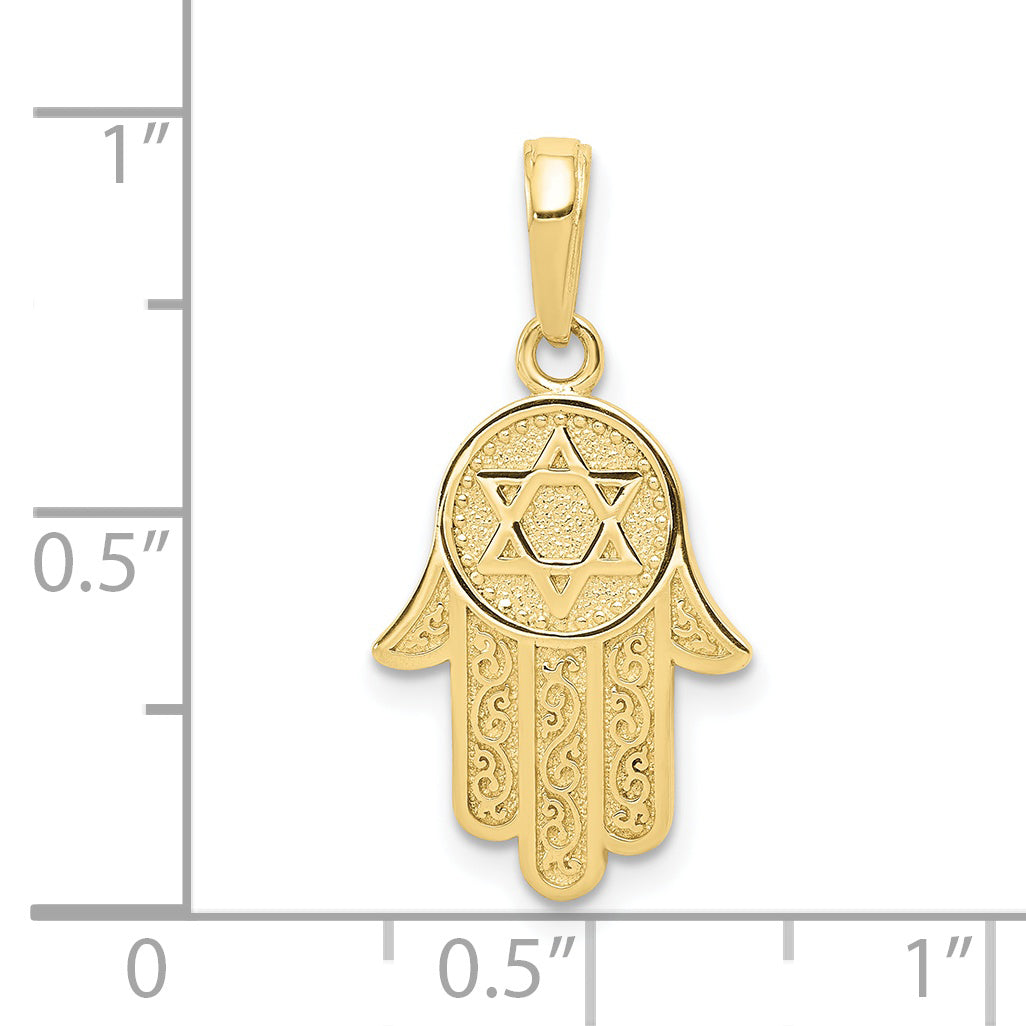 10K Hamsa W/Star Of David Pendant
