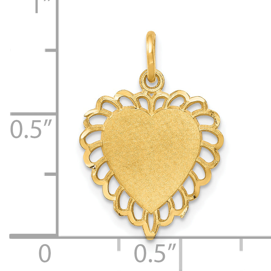 10K Solid Gold Polished Heart Charm Pendant  Elegant & Timeless Design