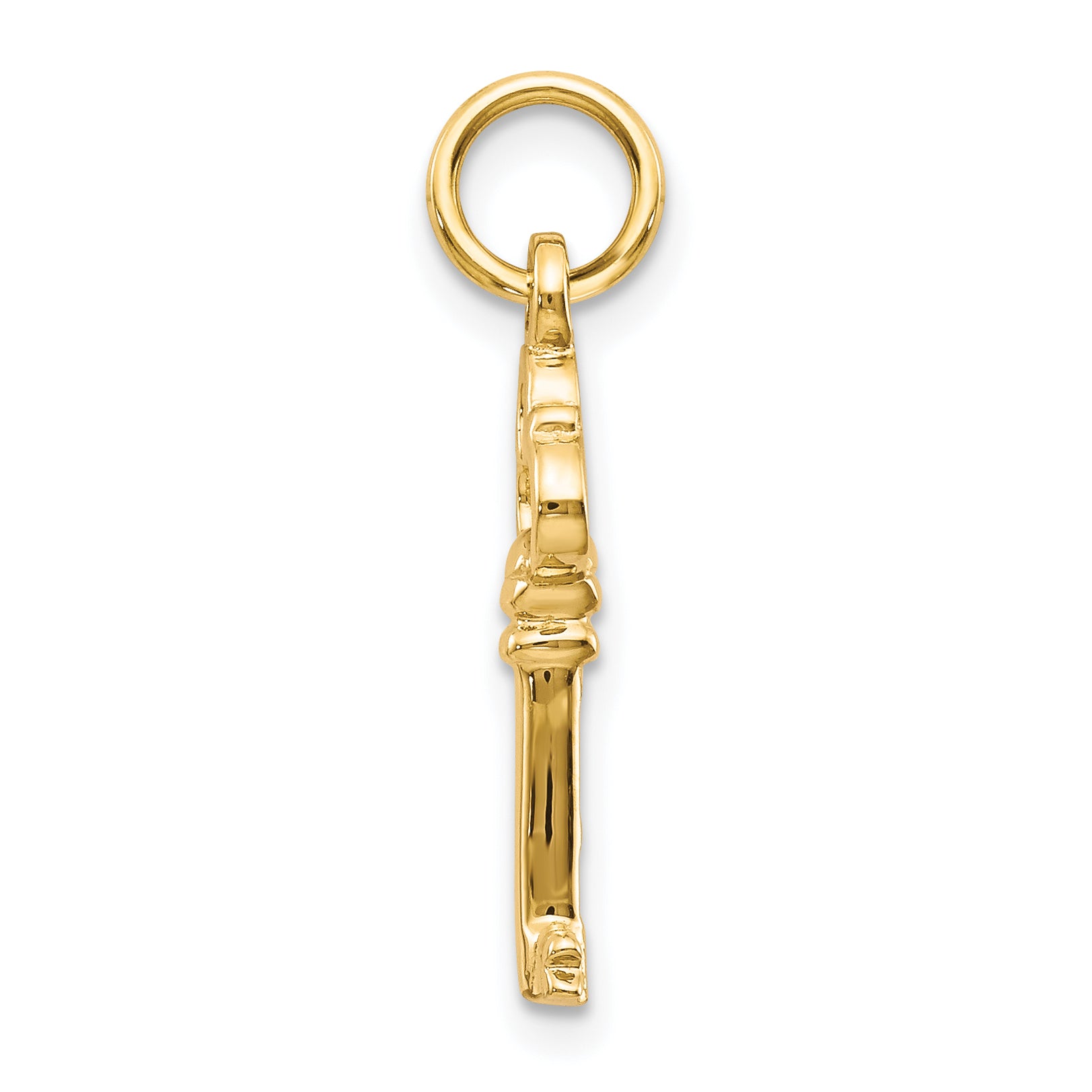 10K Solid Gold Key Charm with Polished Finish  Elegant, Themed Design