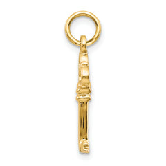 10K Solid Gold Key Charm with Polished Finish  Elegant, Themed Design