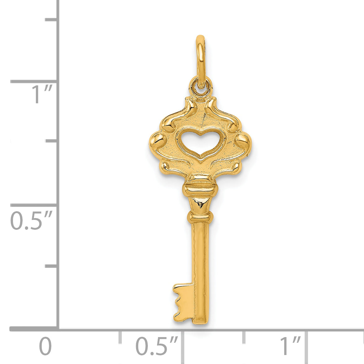 10K Gold Polished Key Charm Pendant with Elegant Themed Design