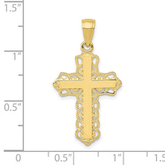 10K Lace Trim Cross Pendant