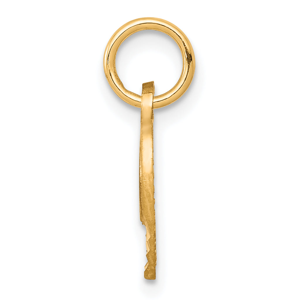10K Yellow Gold Heart Charm with Polished Diamond-Cut Finish