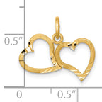 10K Yellow Gold Heart Charm with Polished Diamond-Cut Finish