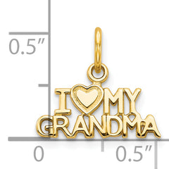 10K Yellow Gold I Love My Grandma Charm  Polished, Solid Design