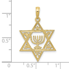 10K Star of David w/Menorah Pendant