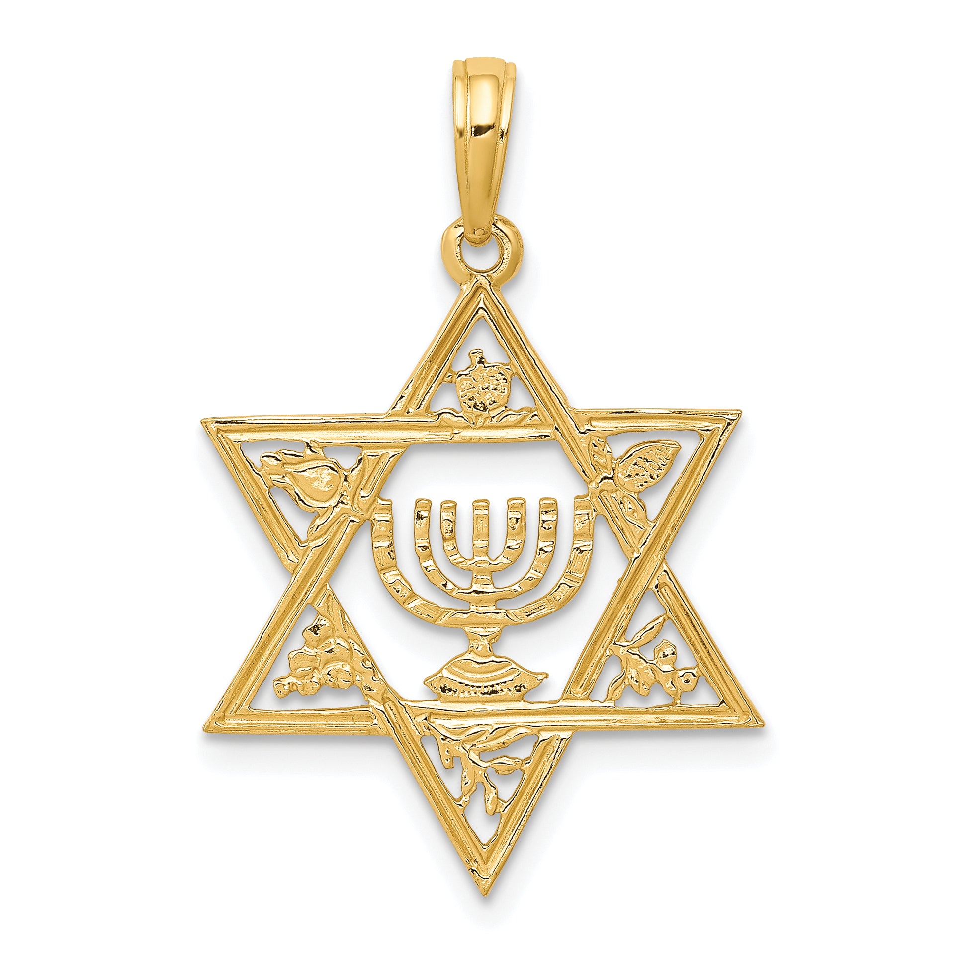 10K Star of David w/Menorah Pendant